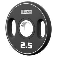 Олимпийский полиуретановый диск 2,5 кг, черный, с 2-мя хватами AeroFit AFPUPLB2.5