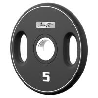 Олимпийский полиуретановый диск 5 кг, черный, с 2-мя хватами AeroFit AFPUPLB5